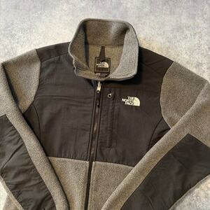 The North Face Denali Fleece Jacket Womens Medium Gray Black Full Zip Mock Neck